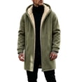 thumbnail image 3 of Mens Fleece Full Zip Hoodie Casual Solid Color Outdoor Pocket Long Sleeve Warm Hoodie Coat, 3 of 7