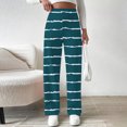 thumbnail image 5 of Fmbrln Fleece Lined Leggings for Women, Fashion Stretchy Waist Stripe Print Wide Leg Pants Fall Winter Warm Trousers with Pockets, 5 of 9