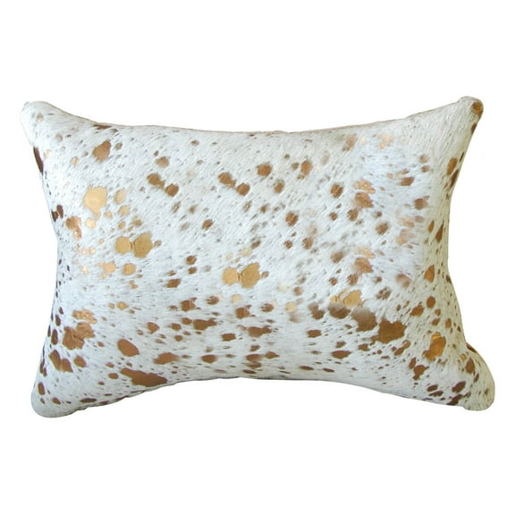 12" x 20" x 5" Impressive Natural And Gold Torino Kobe Cowhide  Pillow