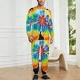 thumbnail image 2 of Tie-Dye Petals Men's Pajama Set Sleepwear Pjs Lightweight Long Sleeve Crewneck Shirts and Bottoms Soft Comfy Sleep Sets L, 2 of 5