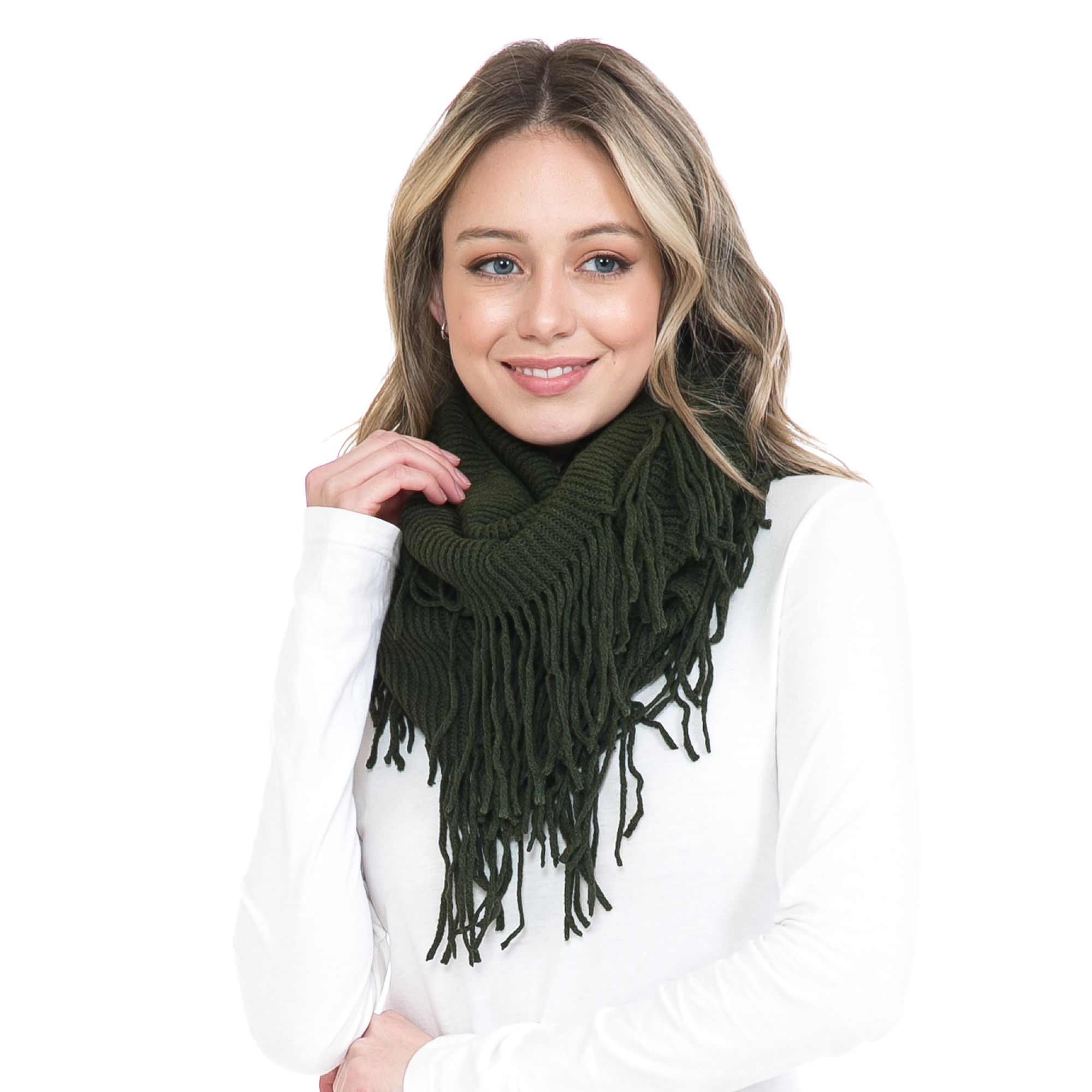 Basico Women Infinity Scarf Neck Warmer Knit Winter Scarves Army