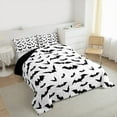 thumbnail image 3 of Manfei Horror Bat Queen Comforter Set,Halloween Theme Bedding Sets,White Black Bedding Comforter Set For Teens Boys,Super Cozy Room Decor Reversible,3 Pieces, 3 of 8