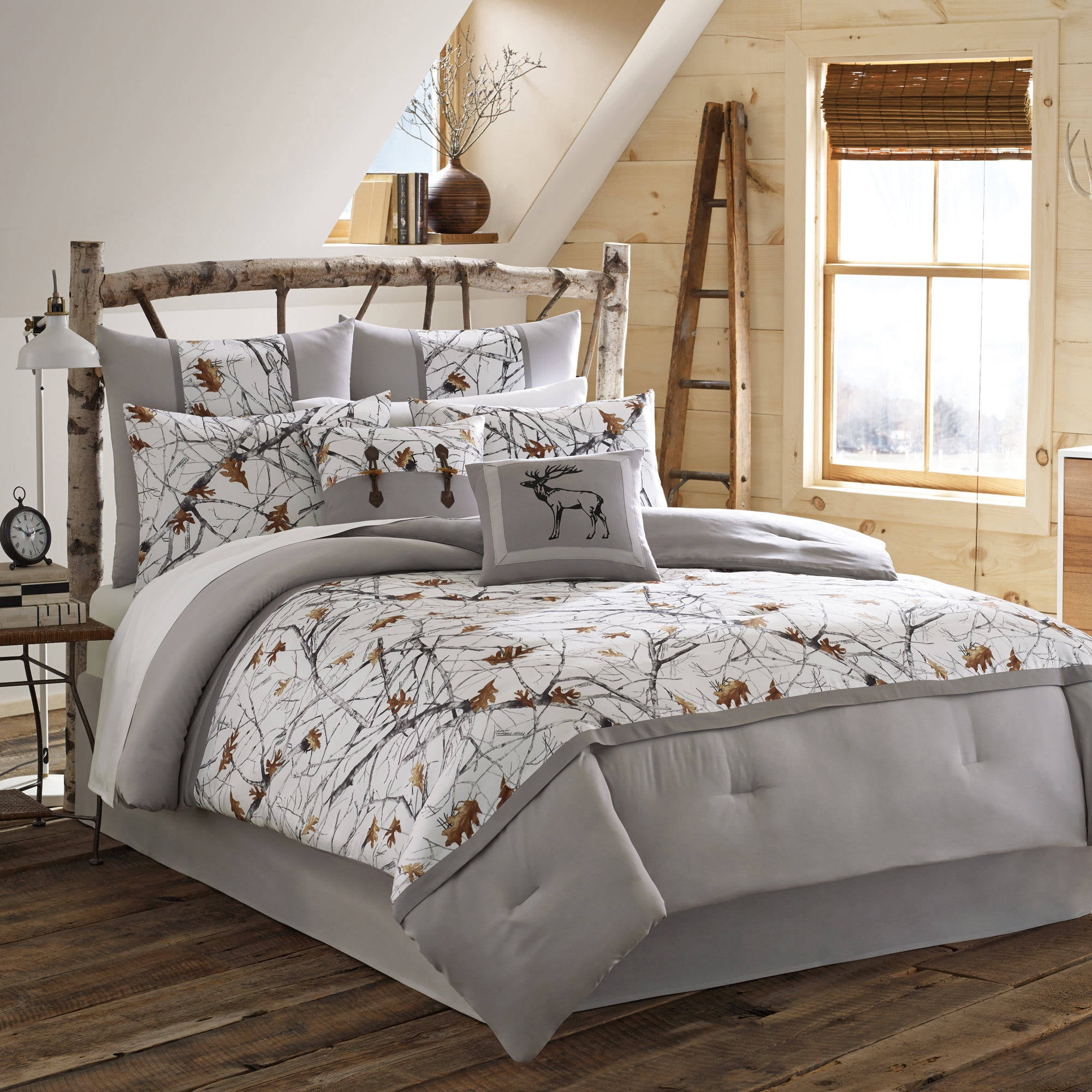 True Timber Pieced Stripe Bedding Comforter Set Brown Full