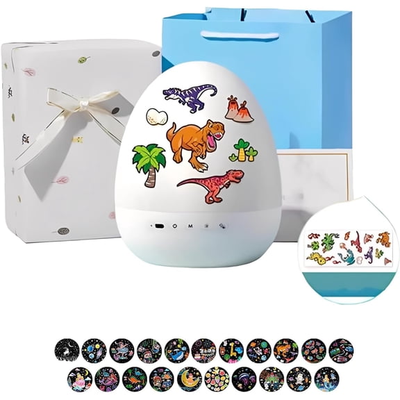Dinosaur Egg Night Light Projector, 360° Rotating Galaxy Star Lamp, 21 Color-Changing Lights & 8 Sleep Sounds, Rechargeable Cartoon Dino Mood Nightlight