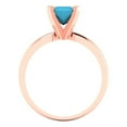 thumbnail image 4 of 1.0ct princess cut turquoise 18k rose gold Bridal Wedding Engagement Promise Anniversary Ring for Women size 8.5, 4 of 7