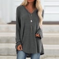 thumbnail image 2 of Arlun,Oversized V-Neck Tshirts for Women Casual Loose Fit Solid Color Thin Tops Womens Long Sleeve Baggy Soft Comfy Lightweight Fall Workout T Shirts Grey XXXXXL, 2 of 7