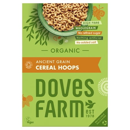 Doves Farm Organic Ancient Grain Cereal Hoops 300g, British Import (Pack of 3)