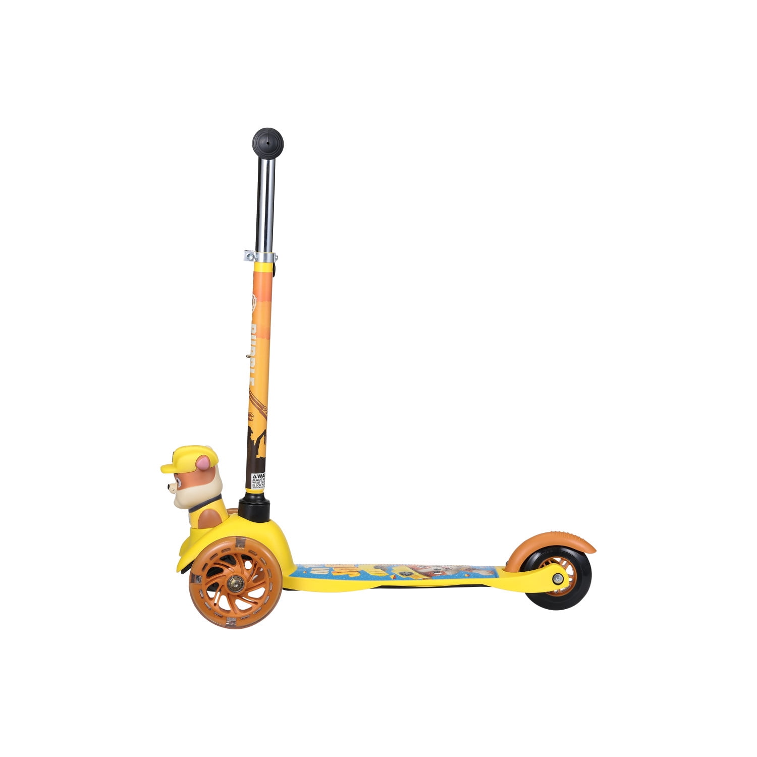Paw Patrol Rubble Ride-N-Glide Buddies 3D Toddler Scooter, 3 Wheel Kick Scooter for Kids Ages 3+, Yellow