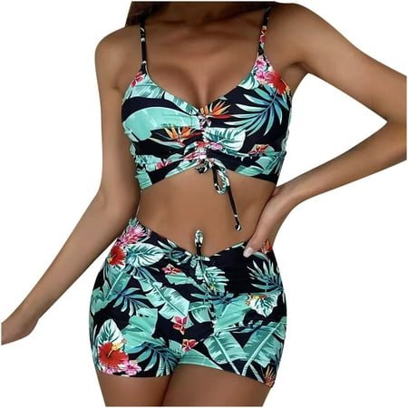 Zuesphe Black Swimsuit for Women Womens Bathing Suits One Piece with Shorts Modest Swimwear for Women Tankini Beachwear Pants for Women 2025 Wrap Tie Back Clearance Sales