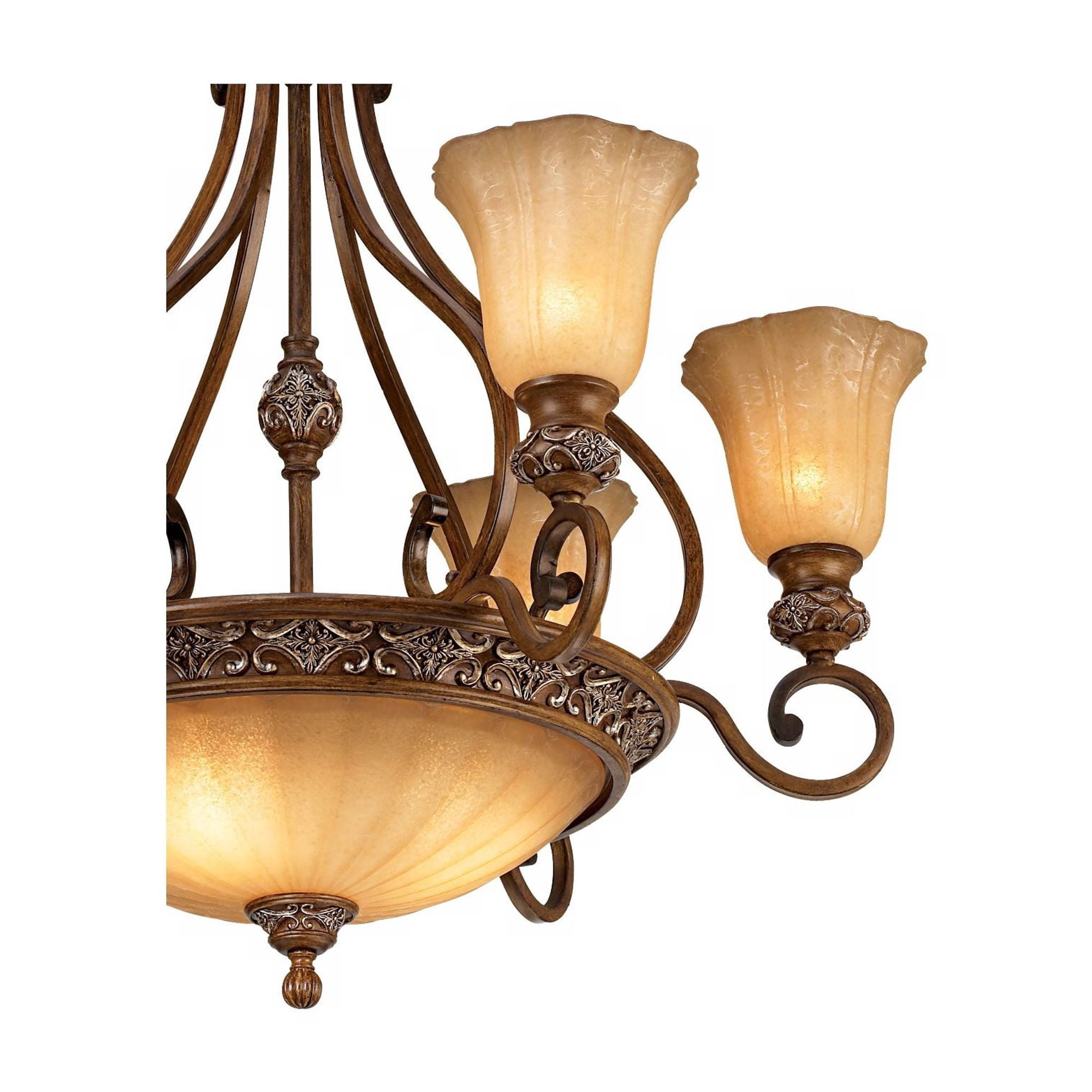Kathy Ireland Sterling Estate Golden Bronze Chandelier 34 1/2" Wide Rustic Champagne Bowl Shade 9-Light Fixture for Dining Room House Kitchen Island