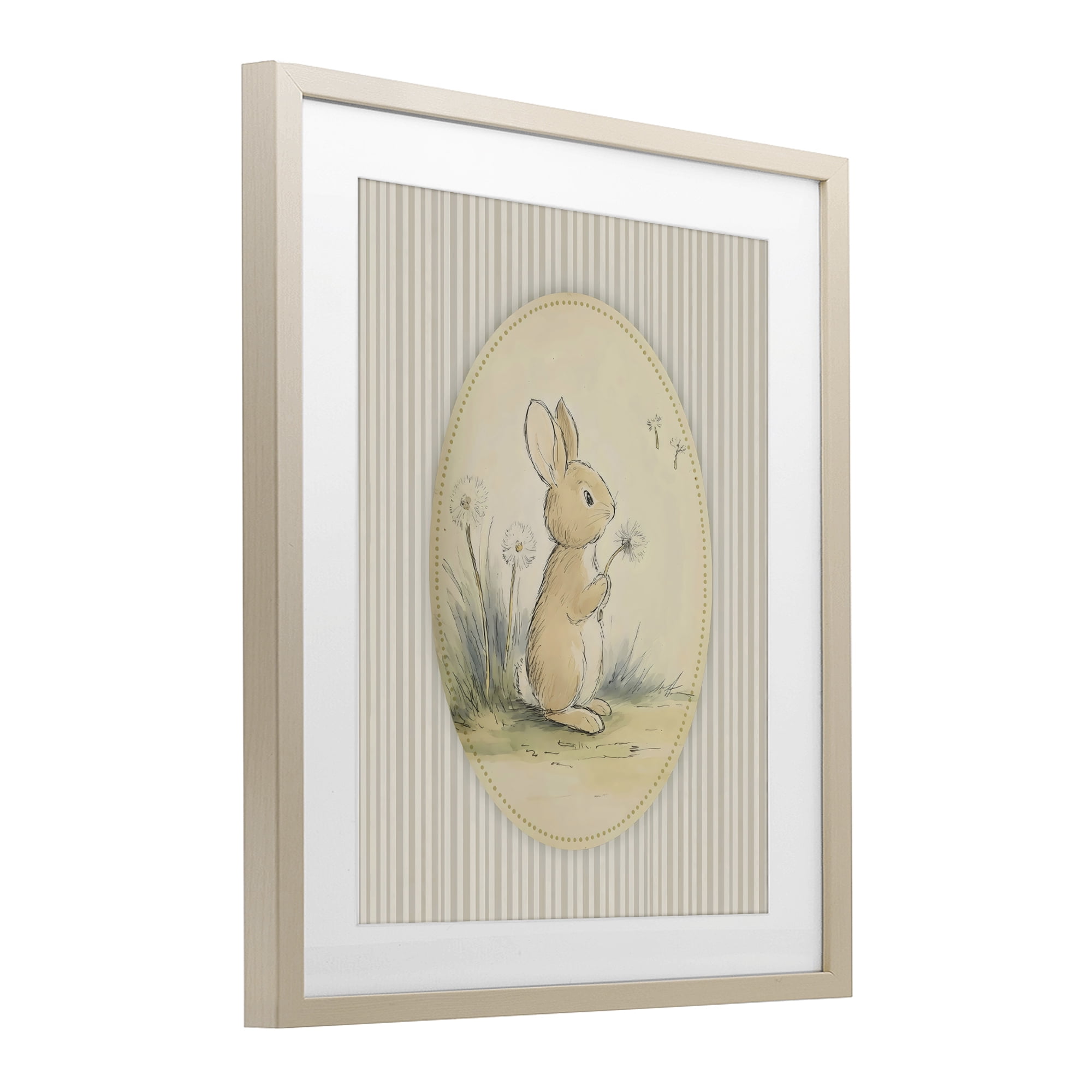Stupell Industries Baby Bunny in Dandelions Birch Framed Print Under Glass, design by Arlington Prints