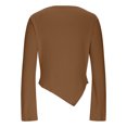 thumbnail image 4 of JGGSPWM Women's Long Sleeve Cowl Neck Shirts Slim Fit Going Out Y2k Tops Blouses Trendy Fall Outfits Fashion Clothes Brown L, 4 of 6