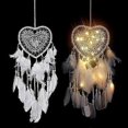 thumbnail image 2 of (white, with lights) Handmade bohemian style dream catcher heart LED wall light romantic decoration, 2 of 5
