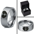 thumbnail image 4 of Tungsten Religious Cross Heart Love Band Ring 8mm Men Women Comfort Fit Gray Flat Cut Brushed Polished, 4 of 4
