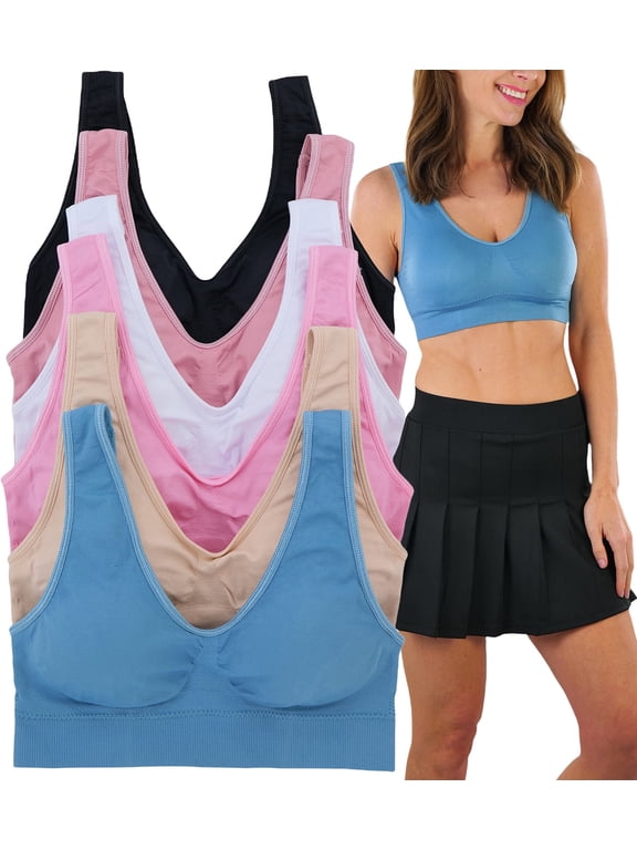 Women's Pack of 6 Solf Pastel Comfort Lounging Double Scoop Bras Plus Size