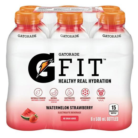 Gatorade Fit Watermelon Strawberry Electrolyte beverage 6 x 500 mL, Bottles, 6x500mL