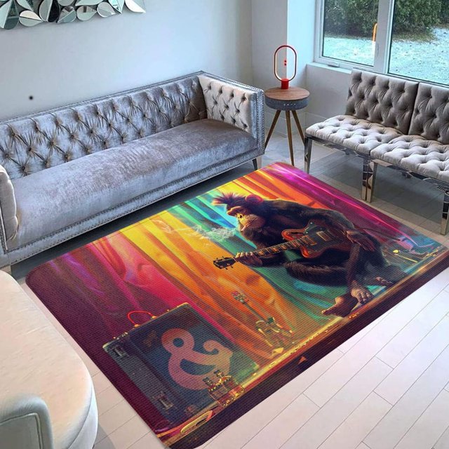 Monkey Rug & Home Decor-Cool Gorilla Black Area Rugs-Animal Monkey Rug Carpet Durable & Non-Slip Modern Rugs for Living Room Bedroom Man Cave Decorative-M76FV