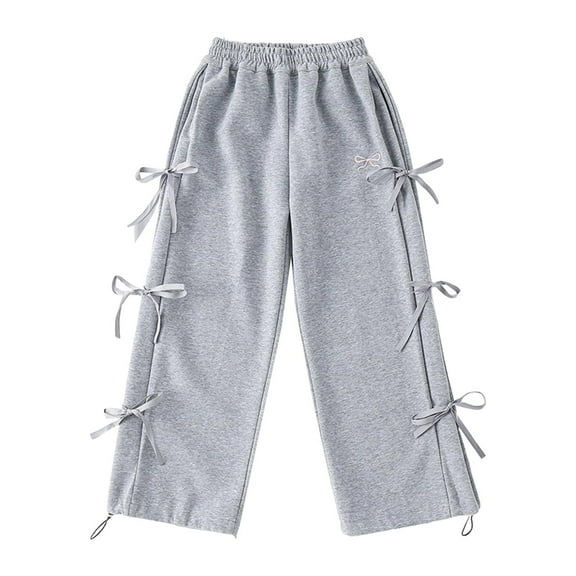 Caqnni Girls&Little Girlss High Waist Parachute Pants Y2K Cargo Trousers with Pockets Y2K Parachute Pants Jeans Baggy Pants Casual Wide Leg Cargo Pants，Gray，8-10 Years
