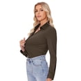 thumbnail image 3 of Camisas con botones para mujer Siliteelon Slim Fit Coffee Brow, 3 of 9