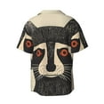 thumbnail image 6 of Daiia Retro Raccoon Graphic Print Men's Linen Shirts Short Sleeve Casual Shirts Button Down Shirt for Men Beach Summer Wedding Shirt-4X-Large, 6 of 6