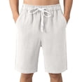thumbnail image 2 of Domuza Mens Cotton Linen Yoga Beach Shorts Lightweight Workout Board Baggy Shorts Classic Summer Yoga Short White XL, 2 of 7