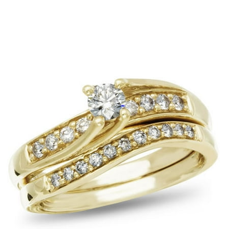 Calista Collection, 14K Yellow Gold Round I2 Diamond Bridal Set, 1/2 ctw