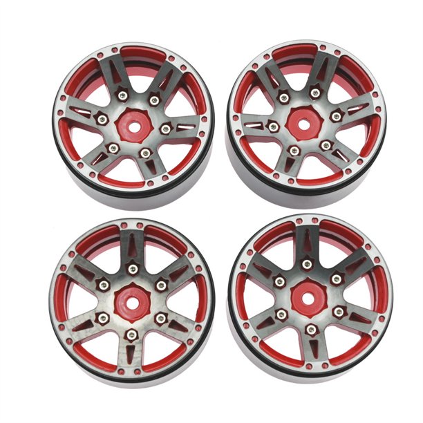 4 Pack RC Wheels Crowler Cars Herramientas de control remoto Herramientas de automóvil Motores de juguete Motores Suministros Reemplazo para SCX10 90027 90028 90034 90044 ROJO Inevent FN000803-01