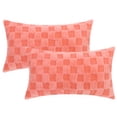 thumbnail image 2 of REGALWOVEN Pack of 2 Faux Fur Soft Plaid Decorative Throw Pillow Covers Square Plush Pillowcase Orange 12" x 20", 2 of 6