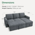thumbnail image 3 of HONBAY 79" Reversible 3 Seat Compact L Shaped Sectional Sleeper Sofa with Pull Out Bed and Storage, Bluish Gray Double Colored Velvet, 3 of 8