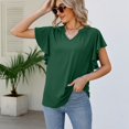 thumbnail image 3 of Lu's Chic Women's V Neck Shirt Ruffle Top Summer Cool Casual Loose Flutter Sleeve Cap Sleeve Tshirt Green Small, 3 of 4