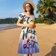 thumbnail image 4 of Disketp Not All Those Who Wander Are Lost para Vestido de Manga Corta para Mujeres, Vestidos de Verano para Mujeres, Casual y Holgado para la Playa, 4 of 6