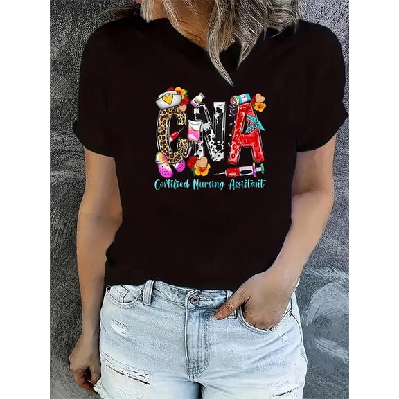 Women's Leopard Cow Print CNA Medical T-Shirt