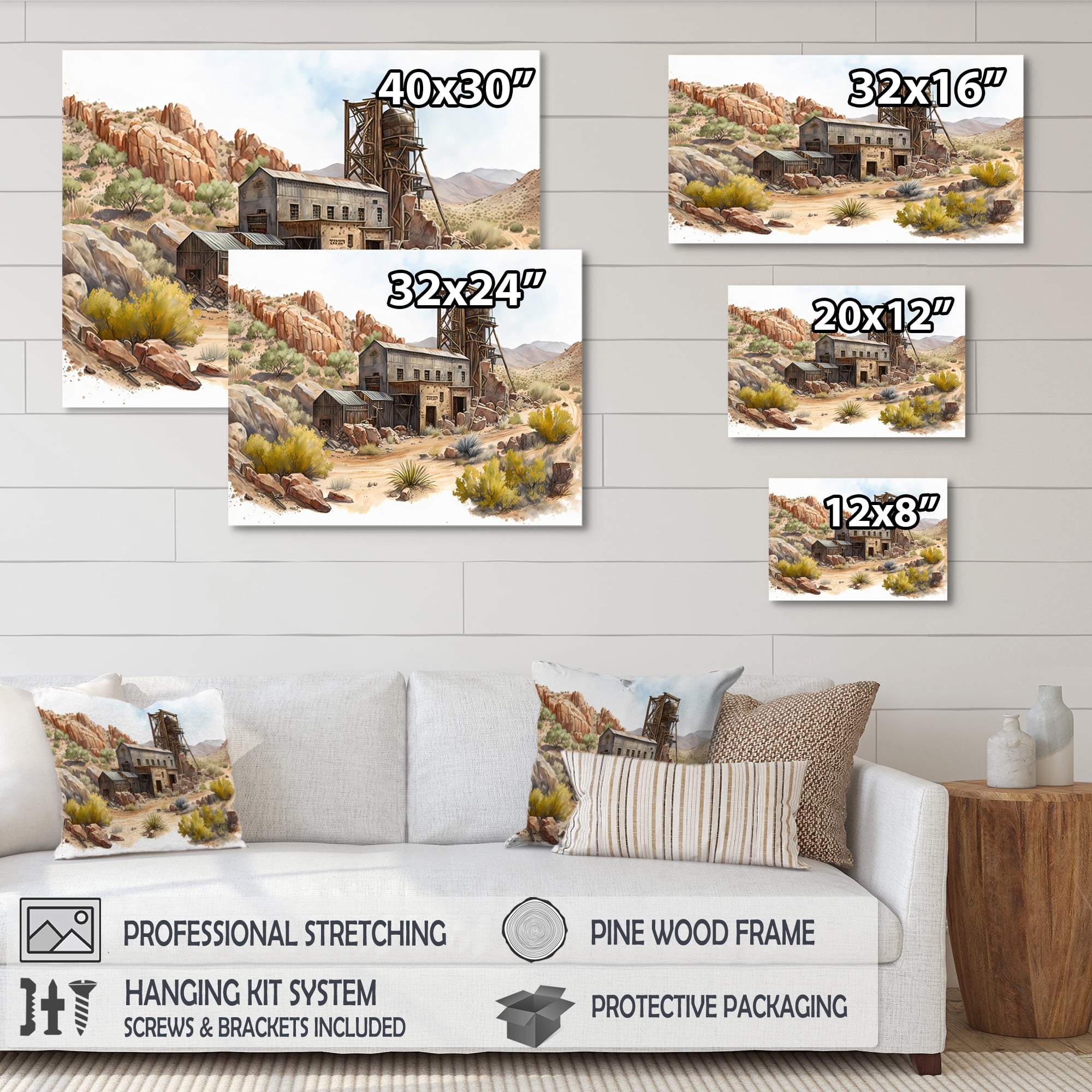 Designart Wild West Mine In Arizona III Canvas Wall Art