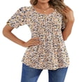 thumbnail image 2 of CHOK Blouses pour Femmes Tunique Plissée à Manches Courtes Hauts Habillés Décontractés Chemises d'Été, 2 of 7