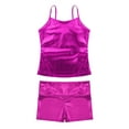 thumbnail image 3 of TiaoBug Kids Girls Yoga Workout Outfit Shiny Metallic Camisole Top with Shorts Gymnastic Dance Costume Hot Pink 14, 3 of 5