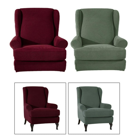 2 juegos de de silla elástico elástico para sofá de ala trasera para oficina de dormitorio Borgoña perfecl Funda de sofá elástica con alas elásticas