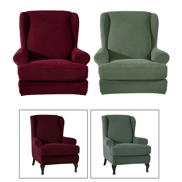 2 juegos de de silla elástico elástico para sofá de ala trasera para oficina de dormitorio Borgoña perfecl Funda de sofá elástica con alas elásticas
