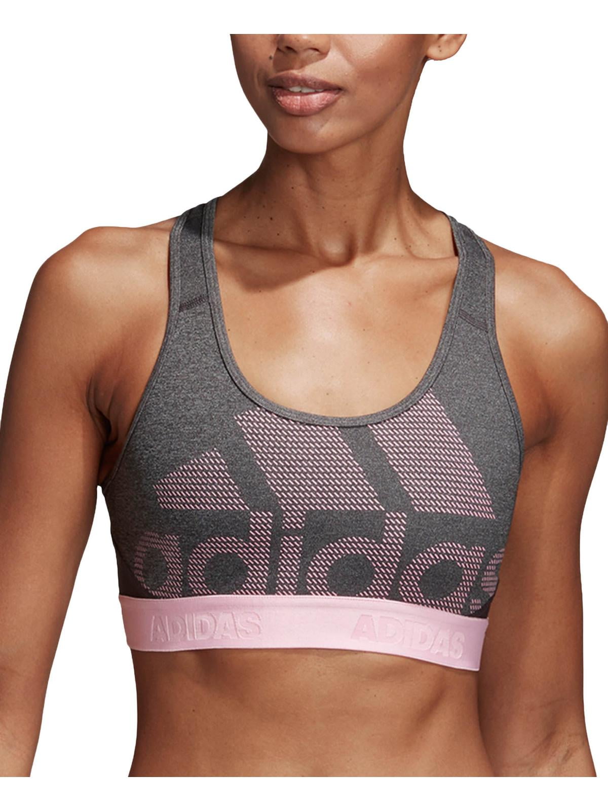 Adidas Adidas Womens Medium Support Fitness Sports Bra Gray 2XS