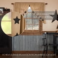 thumbnail image 3 of VHC Brands Burlap Star Cotton Farmhouse Kitchen Curtains Rod Pocket Drawstring Ties Stenciled Prairie Swag Pair, Black Natural Tan, 3 of 5