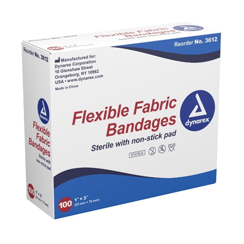 Dynarex Flexible Fabric Adh Bandages Wing 3 x 3 Part No.3620
