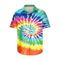 thumbnail image 4 of IYTR Mens Shirts Summer Hawaiian Beach Shirts Casual Comfy Tie-Dye Print Fashion Button Down Turndown Collar Short Sleeve T Shirts Sky Blue XXXL, 4 of 5