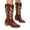 Brown, variant on Woobling Ladies Western Boot Pointed Toe Riding Booties Block Low Heels Cowboy Boots Pull On Fashion Bootie Women Xmas Pumpkin Embroidered Winter Shoes Brown 9.5