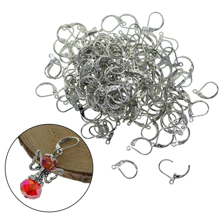 200X Iron Earring Hooks Dangle Charms French Round Hanging Earwires Back Connector Replacement DIY 15x10mm Jewelry Making Findings Supplies, Women's
