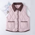 thumbnail image 2 of Ashirexll Puffer Vest Women, Womens Winter Coats, Thin Solid Color Sleeveless Turndown Neck Button Pocket Bottoming Layer With Waistcoat, 2 of 4
