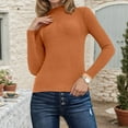 thumbnail image 5 of Telankuip Thin Cozy Sweaters for Women Turtleneck Long Sleeve Slim Fit Pullovers Sweater Comfortable Soft Solid Color Ribbing Knit Fall Winter Base Layer Tops Orange XL, 5 of 8