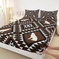 thumbnail image 4 of jejeloiu Tribal Wolf Bed Sheets,Geometric Pattern Full Size Sheets For Boys,Brown White,4pcs,1 Flat Sheet, 1 Fitted Sheet and 2 Pillowcases, 4 of 6