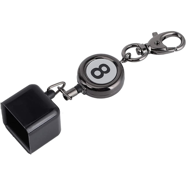 Billiards Snooker Pool Cue Chalk Holder, Snooker Cue Chalk Box with Retractable Key Ring for Billiard Cue Snooker Accessory