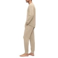 thumbnail image 4 of Dwelliawo Men's Spring Fall Pajama Set, Long Sleeve Henley Top and Long Pants, Soft Sleepwear Loungewear For Nightwear and Home Light Green XL, 4 of 5