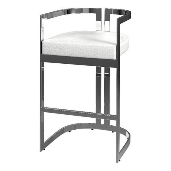 Beaumont Lane Modern Faux Leather 28" Barstool in Nickel Plated