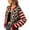 Red, variant on Women's Leopard Print Cardigan Sweaters Striped Sleeve Button Up Sweater Long Crewneck Fall Winter Fashion Casual Top (Navy, L)